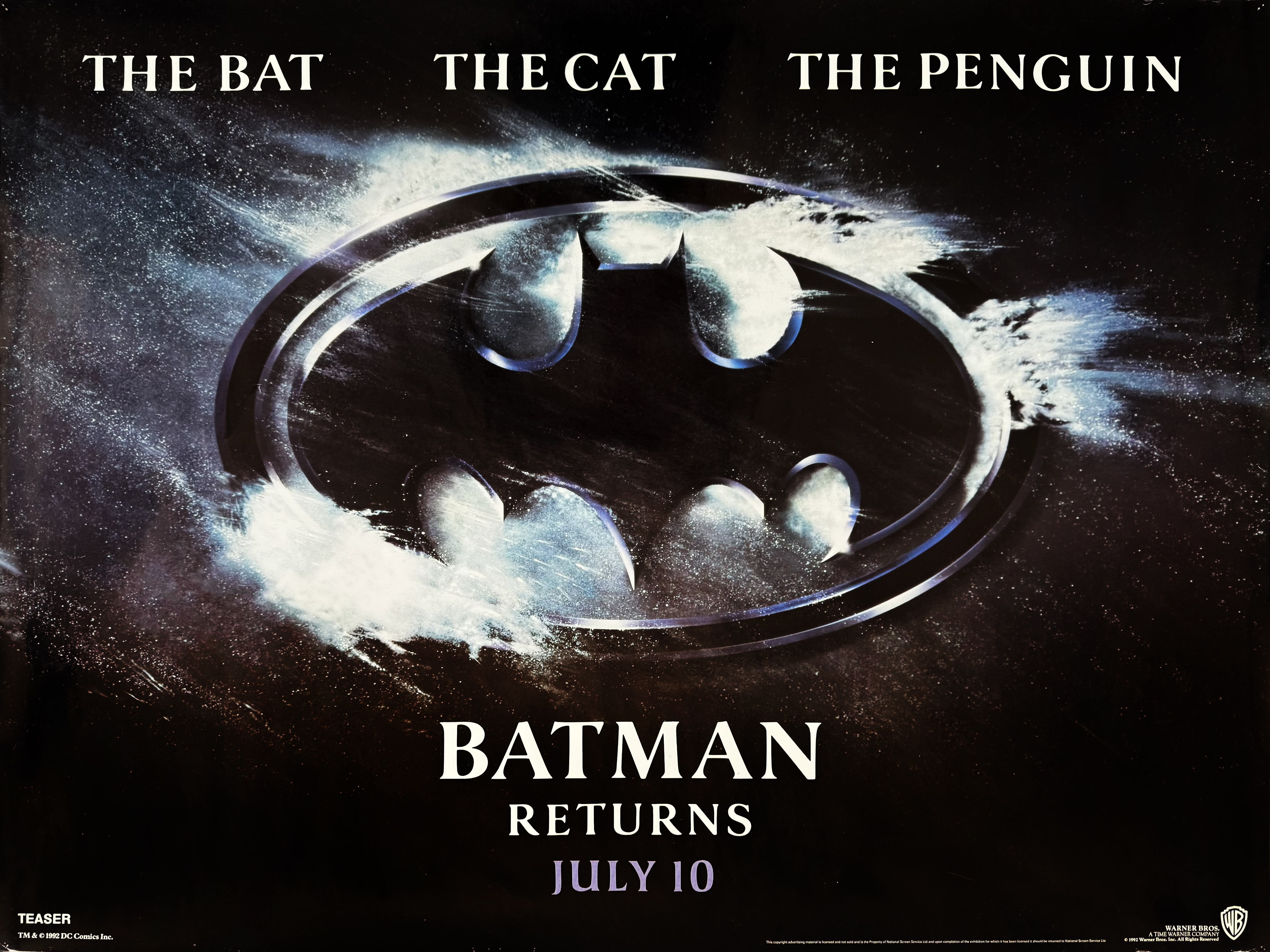 Batman Returns teaser quad movie poster