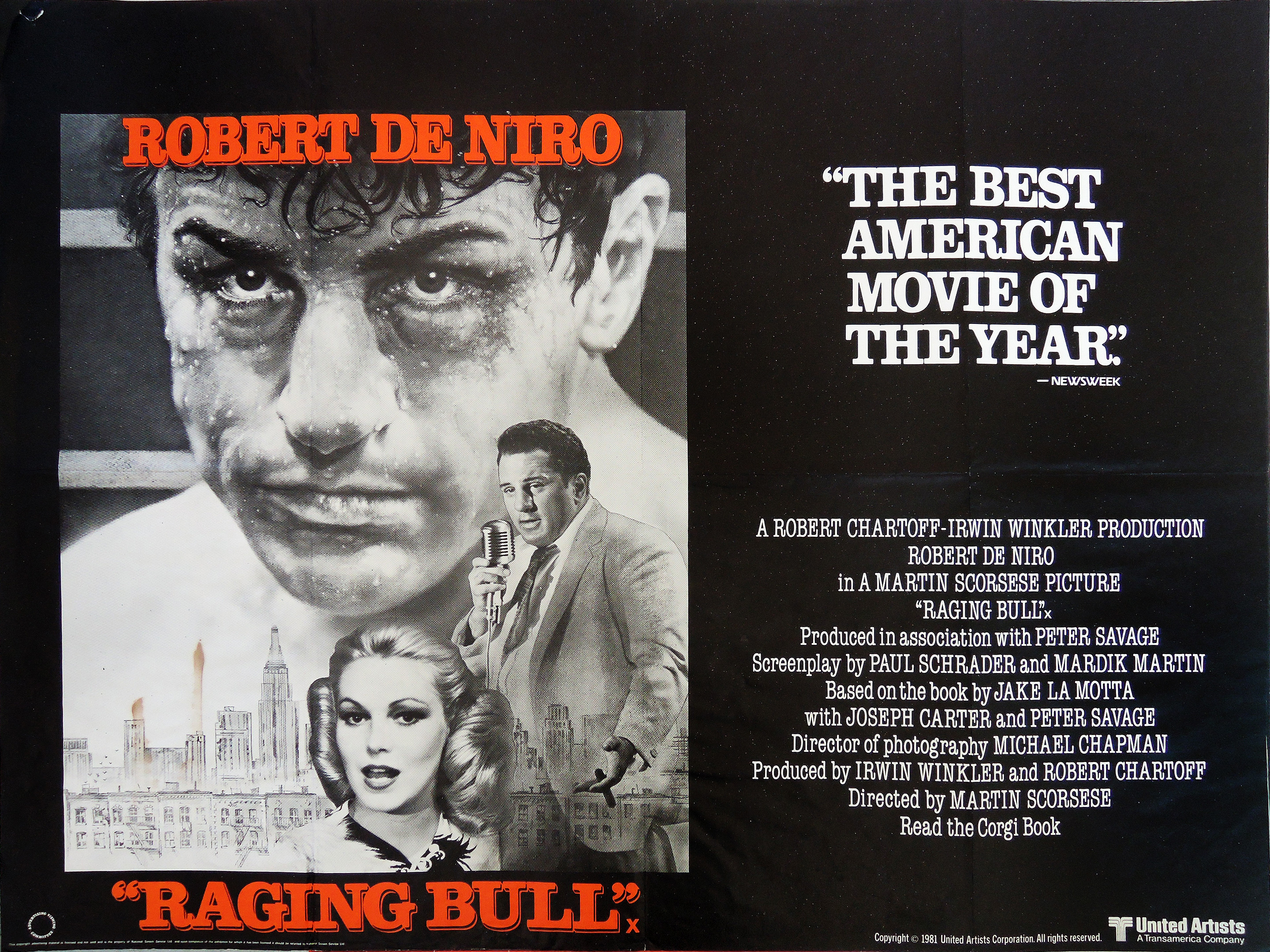 Raging Bull movie quad poster