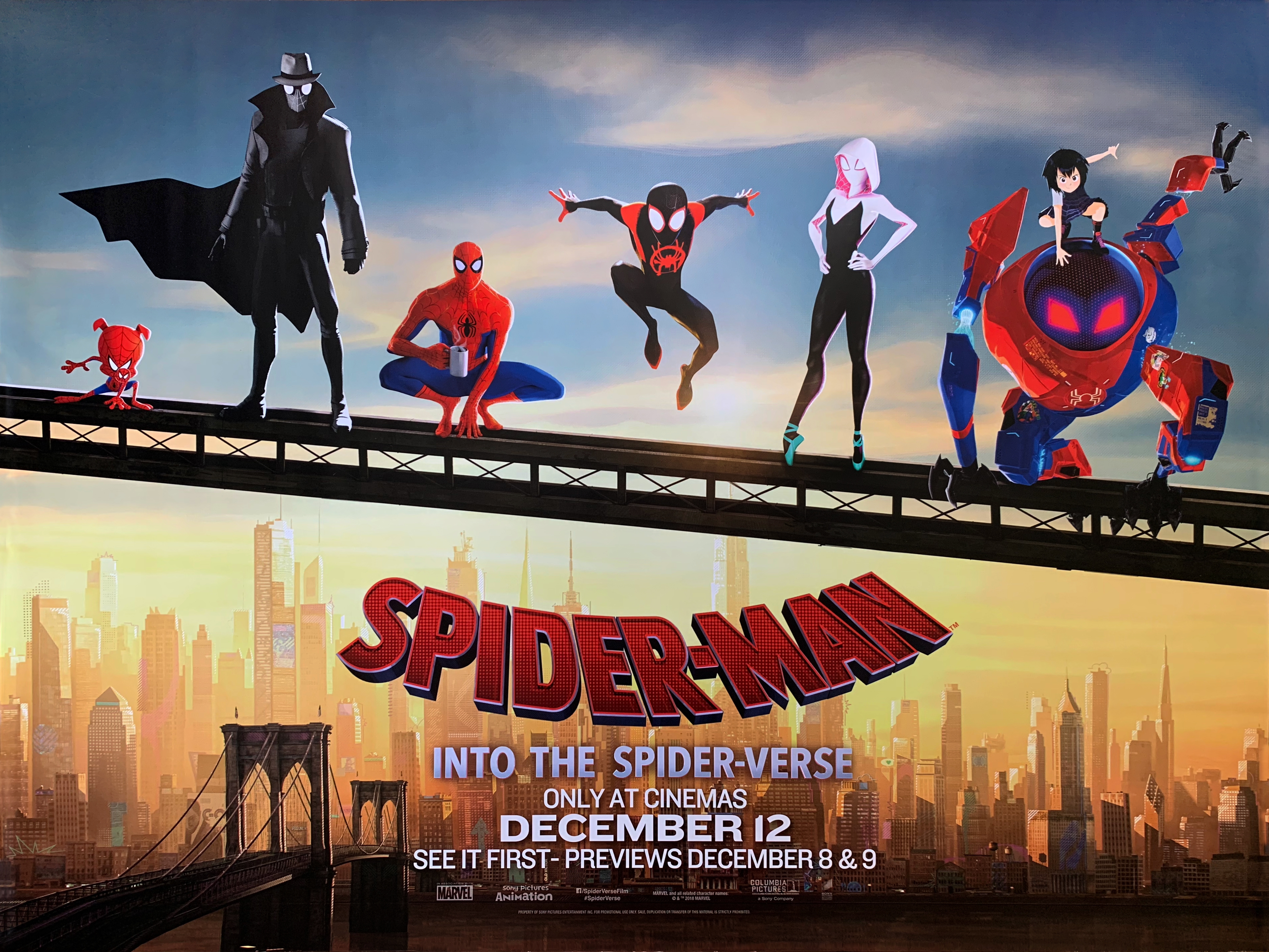 Spider-man: Into The Spider-verse advance movie quad poster