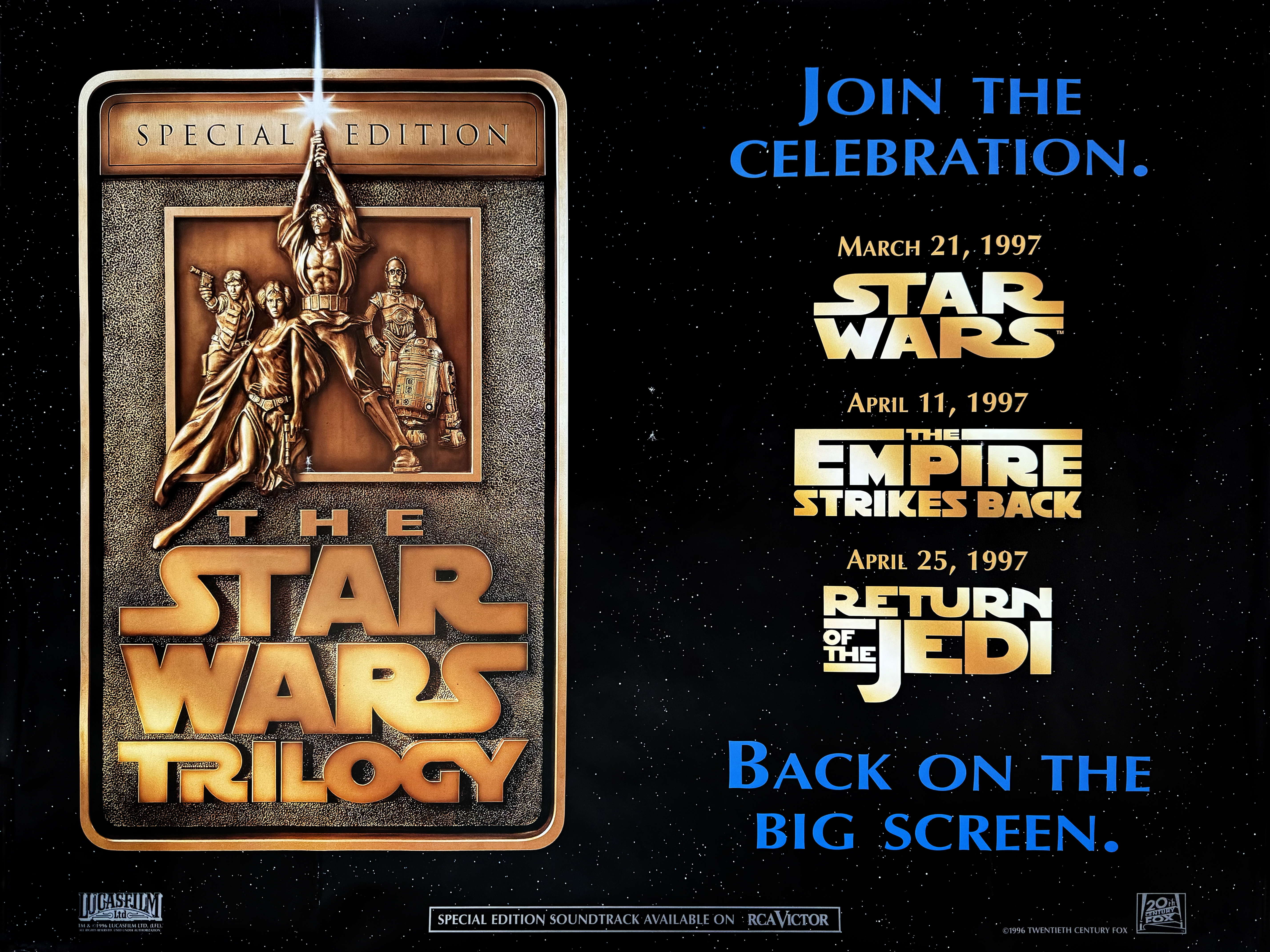 Star Wars trilogy special edition movie quad poster