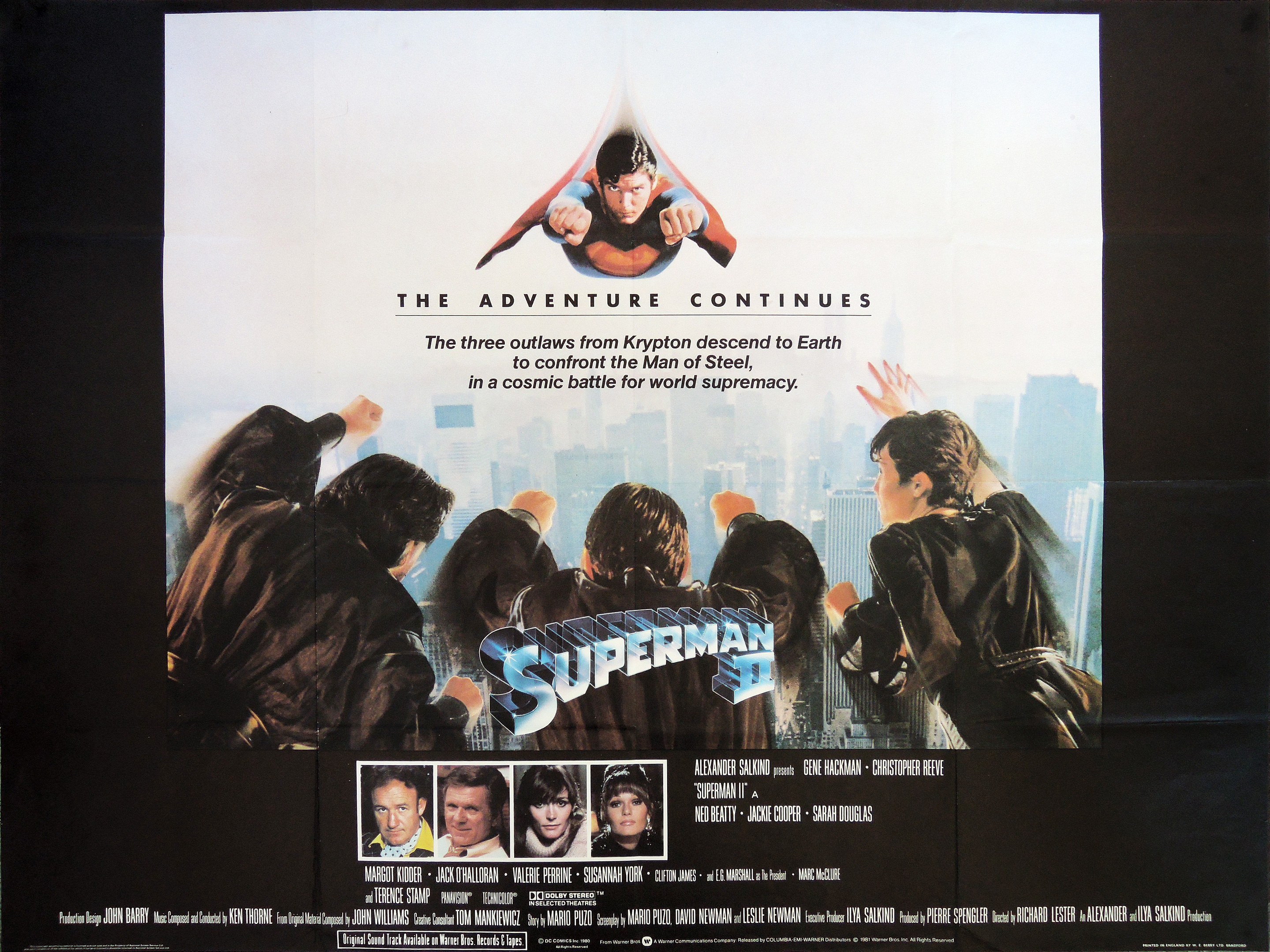 Superman 2 movie quad poster